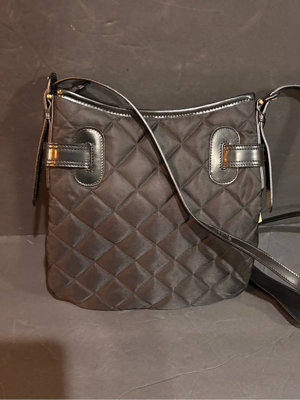 Burberry Bolton Leather Trim Quilted Nylon Crossbody Bag Black Made in Italy NWT